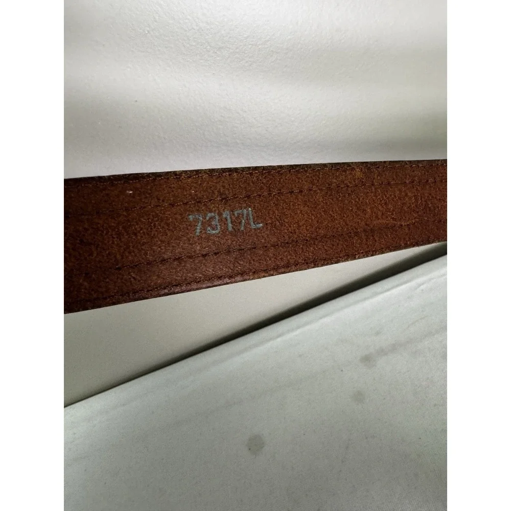 Tony Lama Mens 38 Leather Braided Belt Cognac Engraved Silver Buckle Western Cow